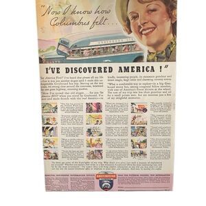 Vintage 1936 Greyhound I’ve Discovered America Ad Advertisement